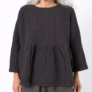 ISO Black Crane Ruffle Top - Black